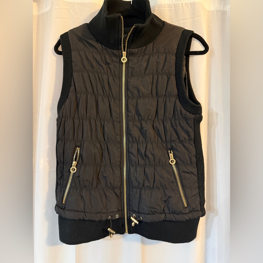 Calvin Klein Performance Black Puffer Vest Gold Zippers Size M - Picture 3 of 12